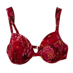 Shape FX Underwire‎ Bikini Swimsuit Top Womens Size 18 Red Tropical Print Beach